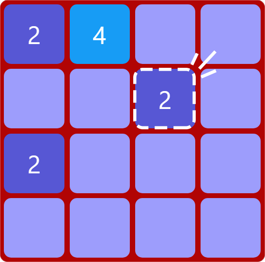 A new tile of 2 will appear on the board after every move.
